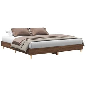 vidaXL Estructura de cama sin colch&oacute;n marr&oacute;n roble 200x200 cm