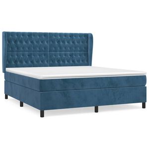 vidaXL Cama box spring con colch&oacute;n terciopelo azul oscuro 160x200 cm