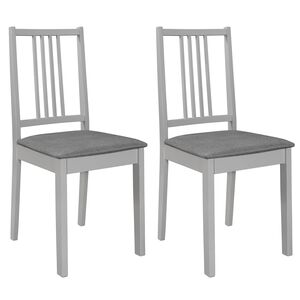 vidaXL Sillas de comedor con cojines de madera maciza gris 2 unidades