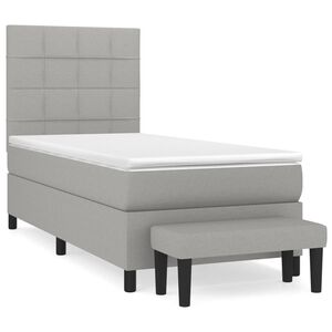 vidaXL Cama box spring con colch&oacute;n tela gris claro 80x200 cm