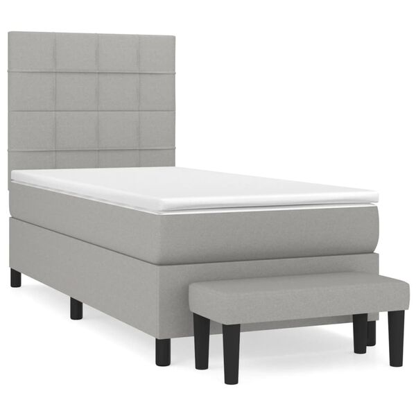 vidaXL Cama box spring con colch&oacute;n tela gris claro 80x200 cm