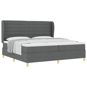 vidaXL Cama tipo Box Spring con colch&oacute;n Gris oscuro 200 x 200 cm tela
