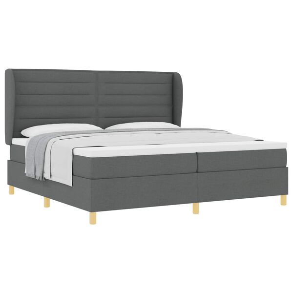 vidaXL Cama tipo Box Spring con colch&oacute;n Gris oscuro 200 x 200 cm tela