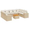 vidaXL Juego de sof&aacute;s jard&iacute;n con cojines beige 10 pzas rat&aacute;n sint&eacute;tico