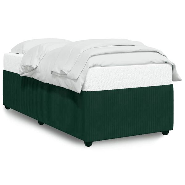 vidaXL Estructura cama sin colch&oacute;n terciopelo verde oscuro 100x200 cm