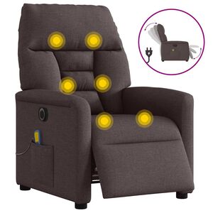 vidaXL Sill&oacute;n reclinable de masaje el&eacute;ctrico tela marr&oacute;n oscuro