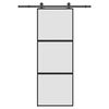 vidaXL Puerta corredera set herrajes vidrio templado aluminio 76x205cm