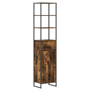vidaXL Gabinete de Ba&ntilde;o con caj&oacute;n Roble Humo 40 x 30 x 180 cm
