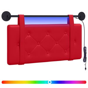 vidaXL Cabecero colgante Con luz LED Rojo Cuero sint&eacute;tico