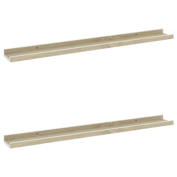 vidaXL Estantes de pared 2 unidades blanco y roble Sonoma 80x9x3 cmm