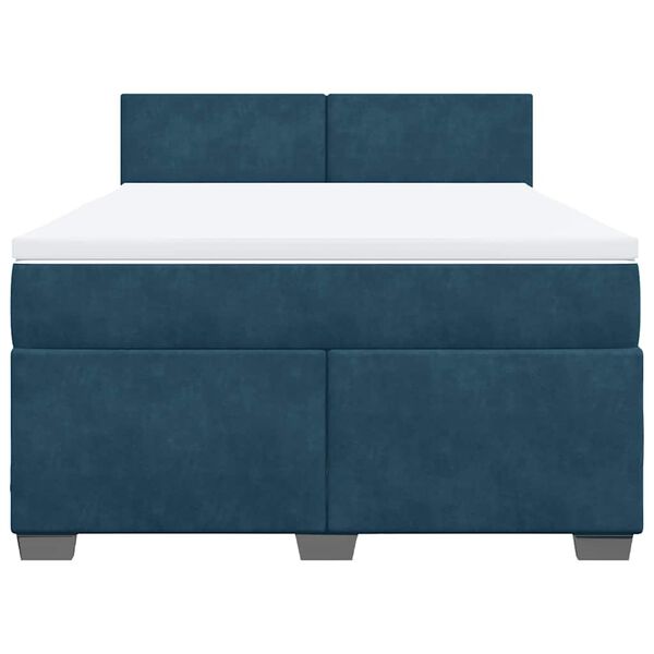 vidaXL Cama box spring con colch&oacute;n terciopelo azul oscuro 140x200 cm