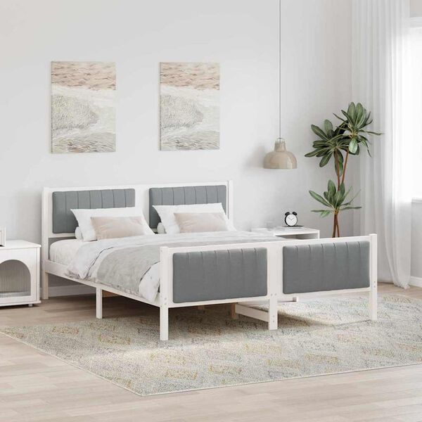 vidaXL Estructura de cama con cabecera y gris claro 160 x 200 cm