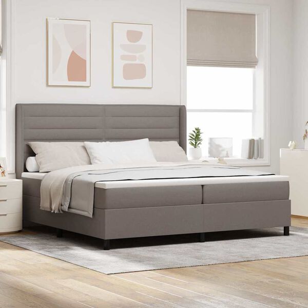 vidaXL Cama tipo Box Spring con colch&oacute;n Taup&eacute; 200 x 200 cm tela