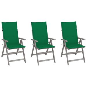 vidaXL Sillas reclinables jard&iacute;n y cojines 3 uds madera maciza acacia