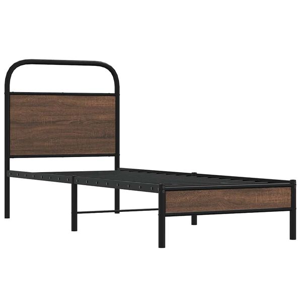 vidaXL Estructura de cama sin colchón 75x190 cm madera marrón roble