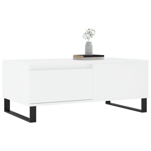vidaXL Mesa de centro madera contrachapada blanco 90x50x36,5 cm