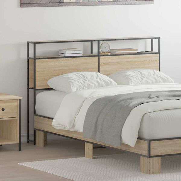 vidaXL Cabecera de almacenamiento con estante Roble Sonoma 120 cm