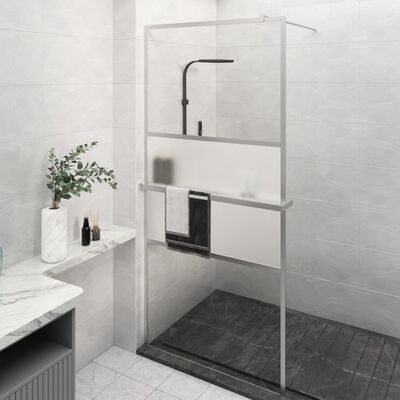 vidaXL Mampara ducha con estante vidrio ESG aluminio cromado 80x195 cm