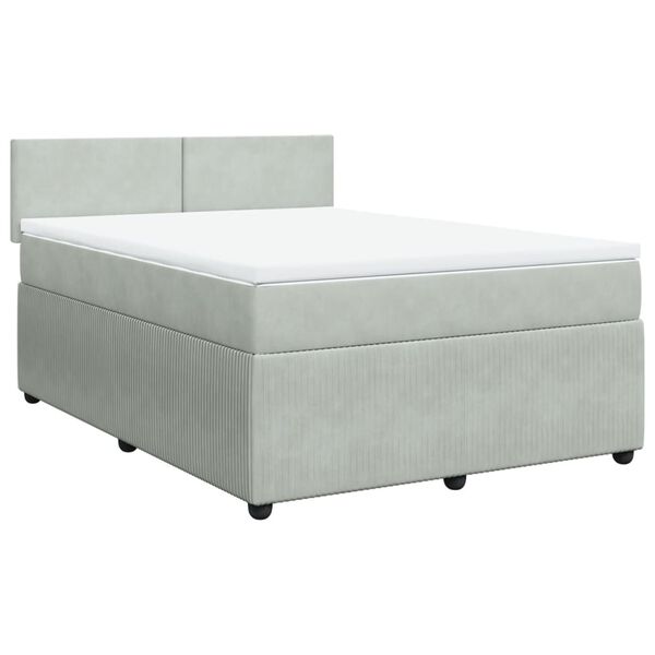 vidaXL Cama box spring con colch&oacute;n terciopelo gris claro 140x190 cm