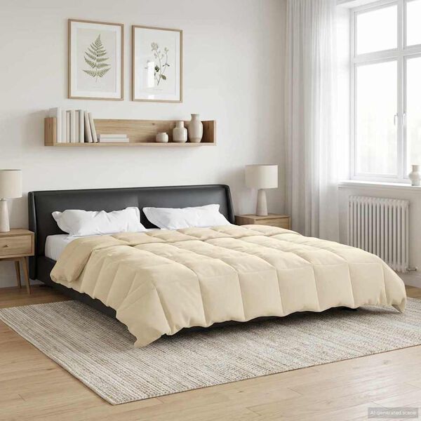 vidaXL Edred&oacute;n de Invierno Acolchado Crema 240 x 260 cm Microfibra