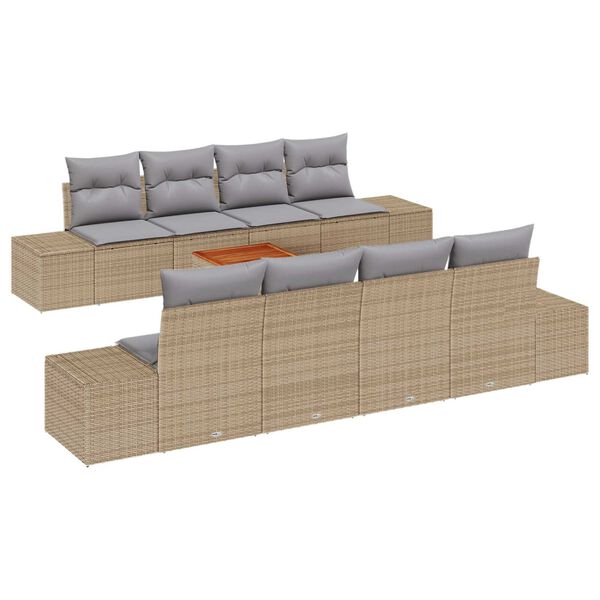 vidaXL Conjunto de sof&aacute;s de jard&iacute;n 9 pcs Beige y Gris Claro