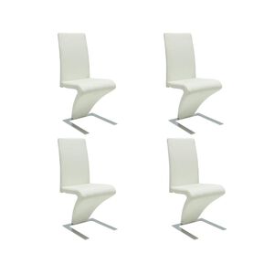 vidaXL Sillas de comedor 4 unidades cuero sint&eacute;tico blanco