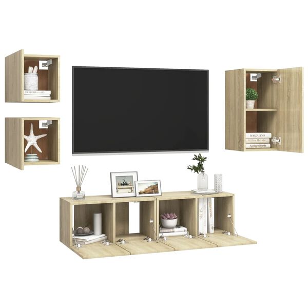 vidaXL Juego de muebles de sal&oacute;n 5 piezas roble Sonoma