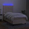 vidaXL Cama box spring colch&oacute;n y luces LED tela crema 100x200 cm