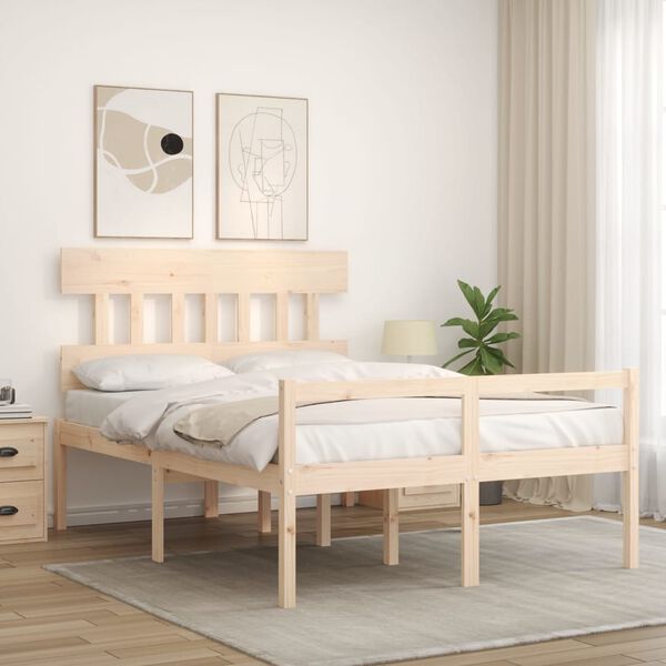 vidaXL Cama para personas mayores con cabecero madera maciza