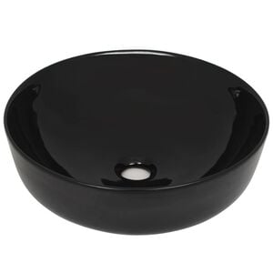 vidaXL Lavabo redondo de cer&aacute;mica negro 41,5x13,5 cm