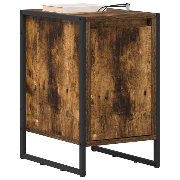 vidaXL Mesa de Noche Roble Humo 39,5 x 30 x 50 cm Madera contrachapada