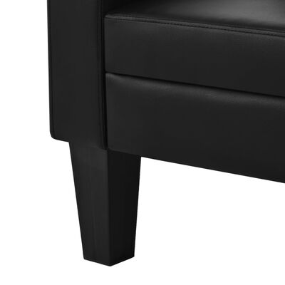 vidaXL Sofá de 3 plazas cuero artificial negro