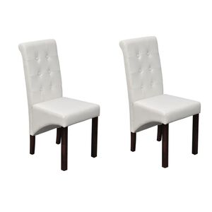 vidaXL Sillas de comedor 2 unidades cuero sint&eacute;tico blanco