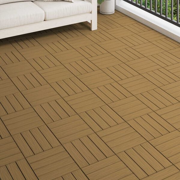 vidaXL Tile de Decking Dise&ntilde;o 3D 11 pcs Teca 30 x 30 cm WPC