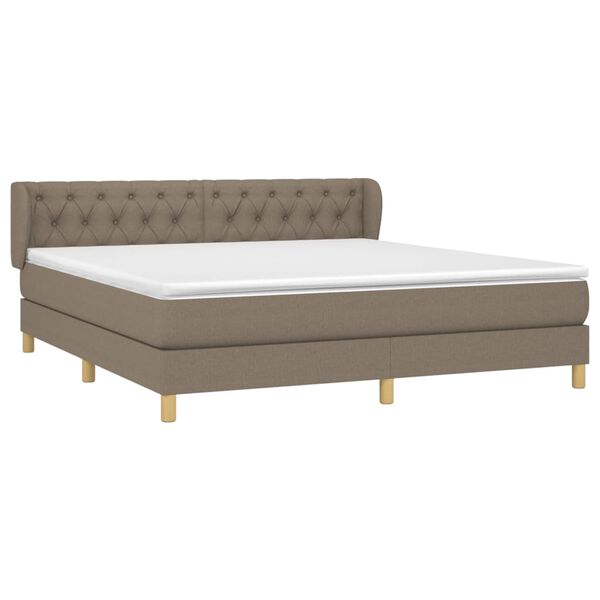 vidaXL Cama box spring con colch&oacute;n tela gris taupe 160x200 cm