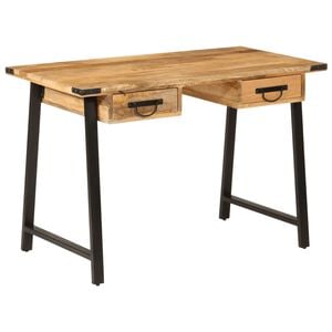 vidaXL Escritorio con cajones madera mango maciza y hierro 105x55x70cm