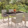 vidaXL Mesa de jard&iacute;n superficie de vidrio rat&aacute;n PE gris 150x90x75 cm