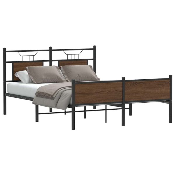 vidaXL Estructura de cama sin colch&oacute;n madera marr&oacute;n roble 140x200 cm