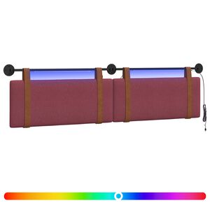 vidaXL Cabecero colgante Con luz LED Rojo vino PU antiguo