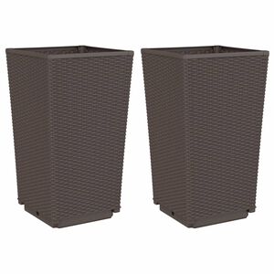 vidaXL Jardineras 2 unidades PP marr&oacute;n 32,5x32,5x57 cm