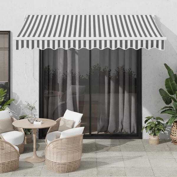 vidaXL Toldo retr&aacute;ctil aluminio y tela gris antracita y blanco 3x2,5 m