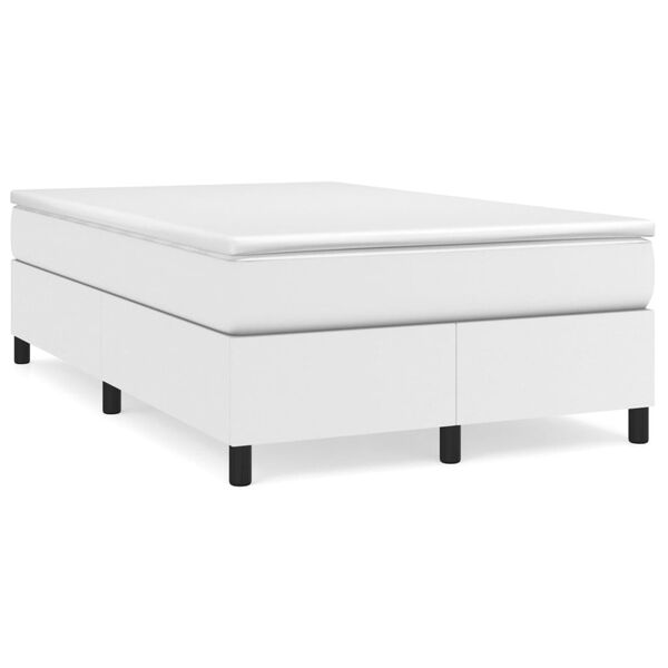 vidaXL Estructura de cama con somier cuero sint&eacute;tico blanco 120x200cm