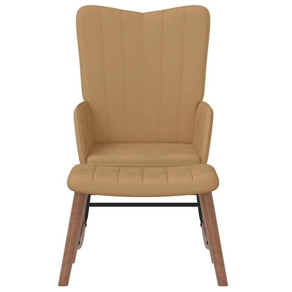 vidaXL Silla mecedora con reposapi&eacute;s terciopelo marr&oacute;n