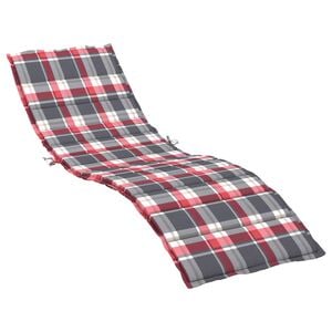 vidaXL Coj&iacute;n de tumbona de tela Oxford a cuadros rojo 200x50x3 cm