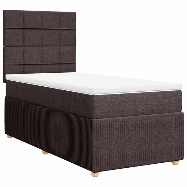 vidaXL Cama box spring con colch&oacute;n tela marr&oacute;n oscuro 80x200 cm
