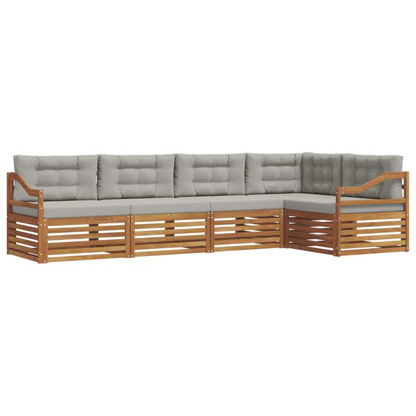 vidaXL Conjunto de sof&aacute;s de exterior 5 pcs Gris Natural y Claro