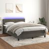 vidaXL Cama box spring colch&oacute;n y LED terciopelo gris oscuro 140x190 cm