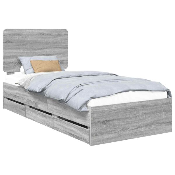 vidaXL Estructura de cama Gris Sonoma 75 x 190 cm Madera Ingenieril