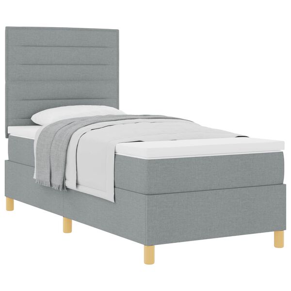 vidaXL Cama tipo Box Spring con colch&oacute;n Gris Claro 90 x 190 cm tela