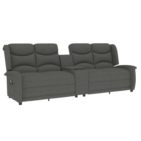 vidaXL Sill&oacute;n de masaje reclinable 4 plazas con portavasos gris claro